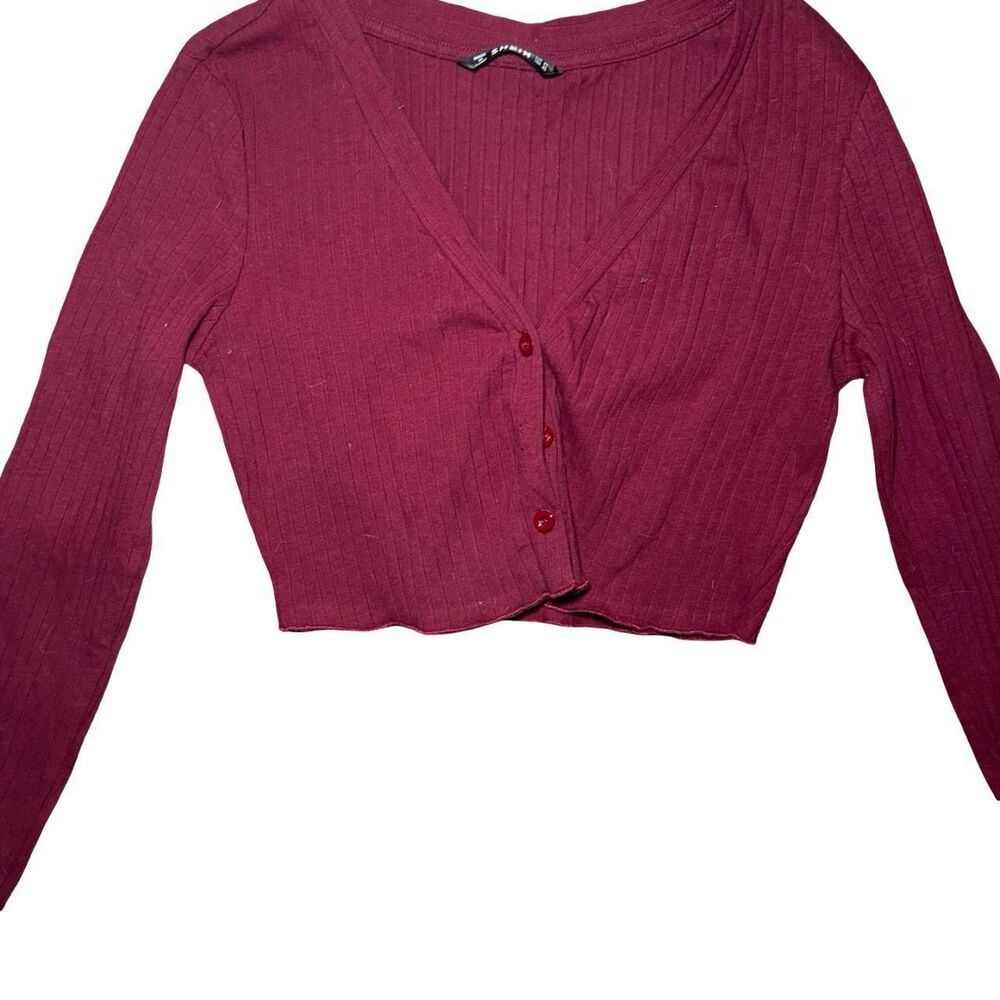 Shein Women's Burgundy and Red Crop-top - Picture 2 of 3